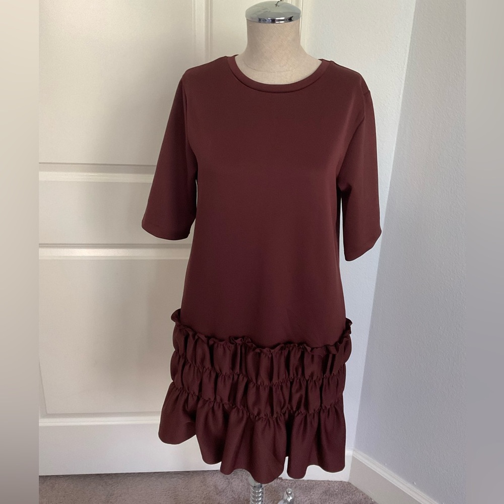 Burgundy Zara Dress with ruffles, Size M